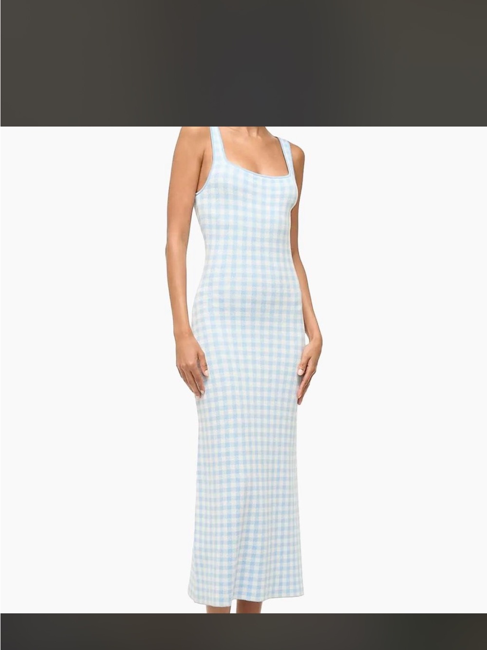 STAUD “Katie” Gingham Midi Dress – Brown & White - Picture 5 of 6